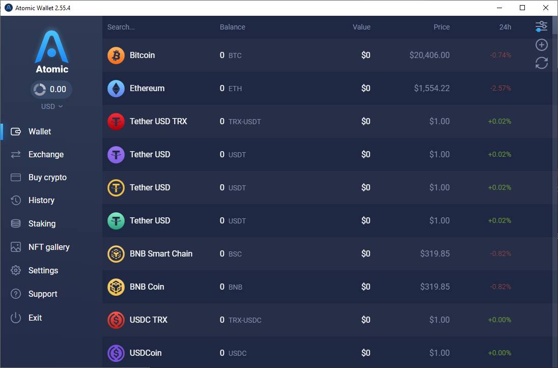Atomic Wallet interface