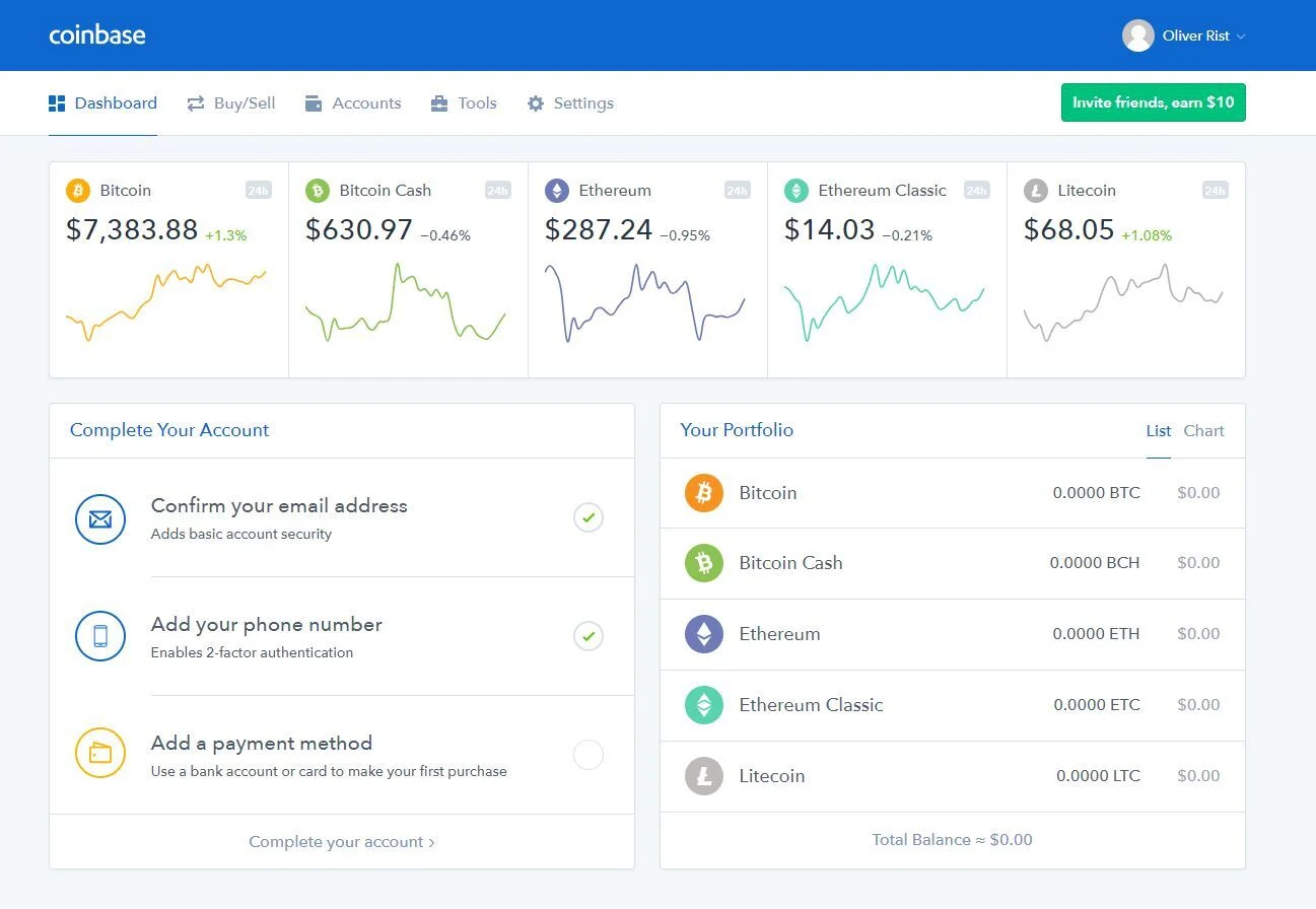 Coinbase Wallet interface